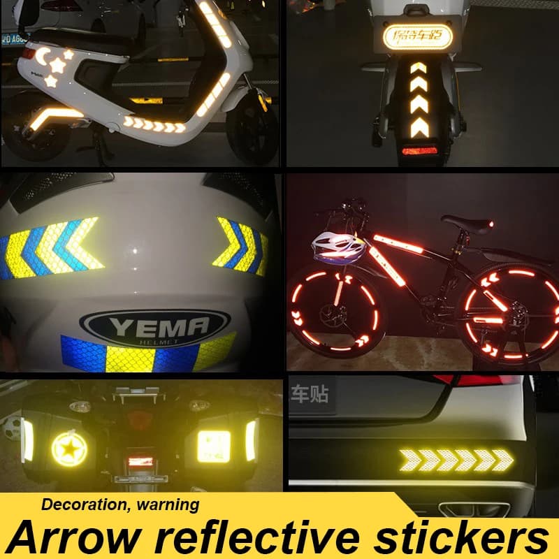 20Pc Adesivo per auto riflettente Adesivo decorativo di avvertimento riflettente per il corpo di notte 4.5x4cm Adesivo riflettente con freccia luminosa Comune