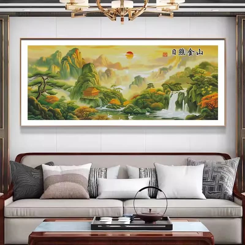 Stamped Cross Stitch Golden Mountain Shining in the Sun 11CT 9CT DIY Chinese Kits Embroidery Pattern Printed Cotton-thread
