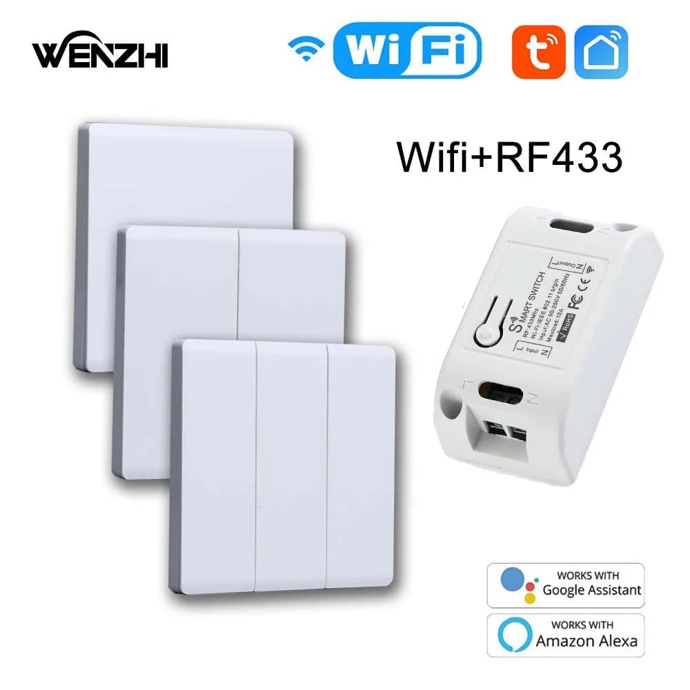 Wifi RF 433 Mhz Modulo interruttore luce fai da te Relè ricevitore 86 Telecomando wireless portatile Tuya Smart Life Alexa Google Home