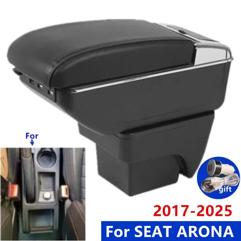 For SEAT ARONA car armrest central storage box new car interior with cup holder auto accessories double layer 2017-2024