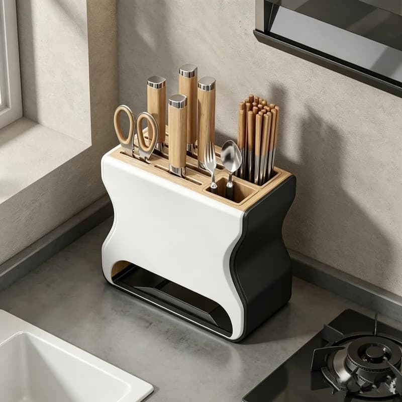 AOLIVIYA Portacoltelli da cucina integrato di lusso per porta bacchette, forbici, coltelli da macellaio, organizer A926518