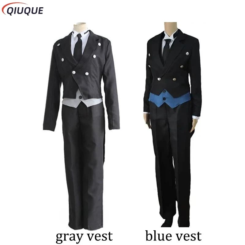 Black Butler Cosplay Anime Kuroshitsuji Sebastian Michaelis Costume Cosplay Uniformi Cappotto + Gilet + Camicia + Pantaloni + Cravatta + Guanti