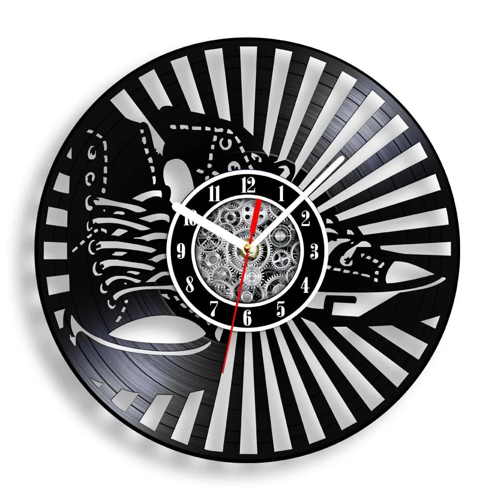 Sneaker Laser Cut Vinyl Record Wall Clock for Boys Room Shoe Store Trendy Artwork Decor Carved Music Album Handicraft Wall Clock