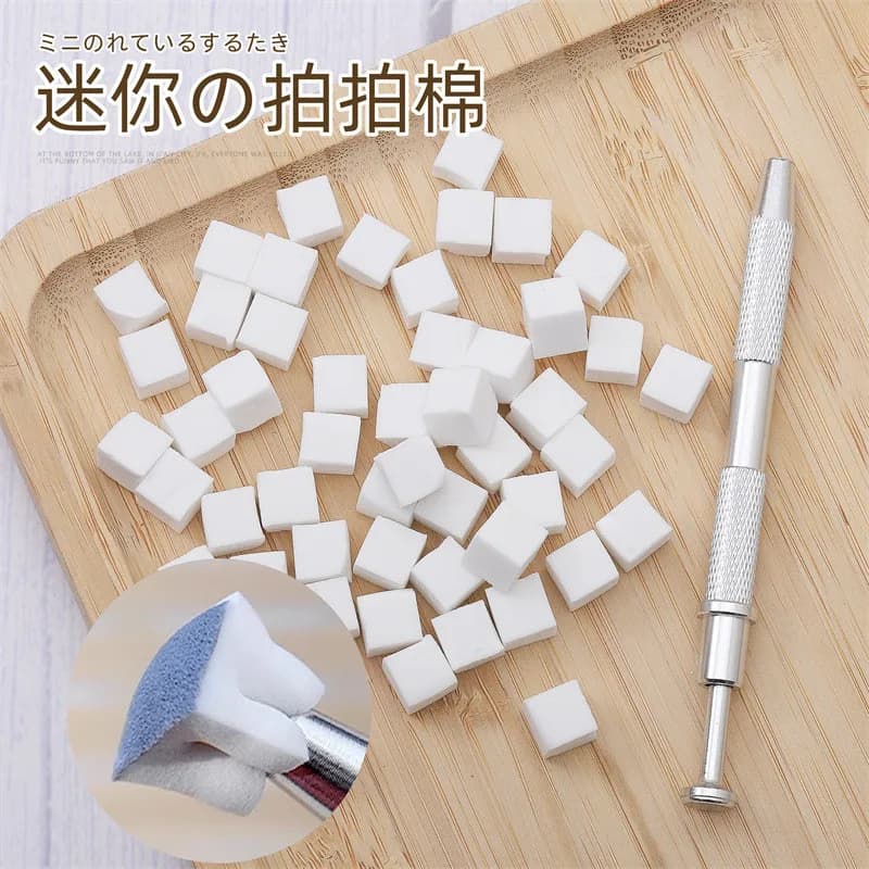 Spugna Ombre per Unghie, Spugna Morbida per Sfumature con Penna di Presa, Pennello Ombre per Unghie, Strumento per French Manicure, Accessori per Design Unghie, 50 Pezzi