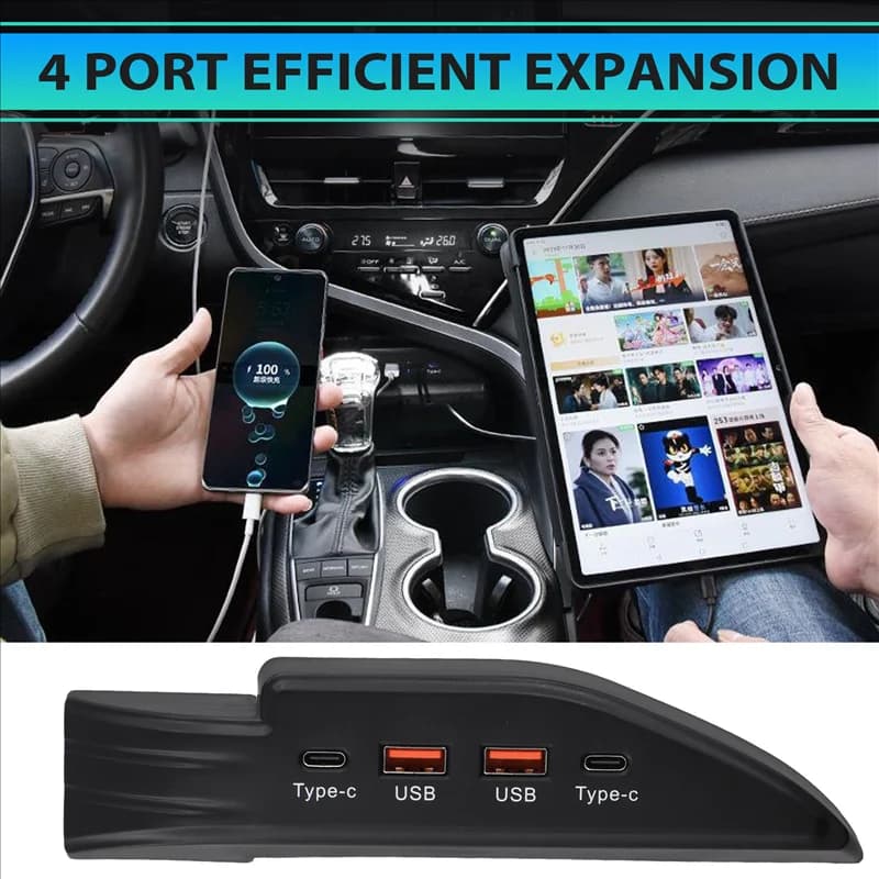 Adattatore splitter USB tipo C per auto Caricatore rapido Docking station HUB shunt per Toyota Camry 18-23
