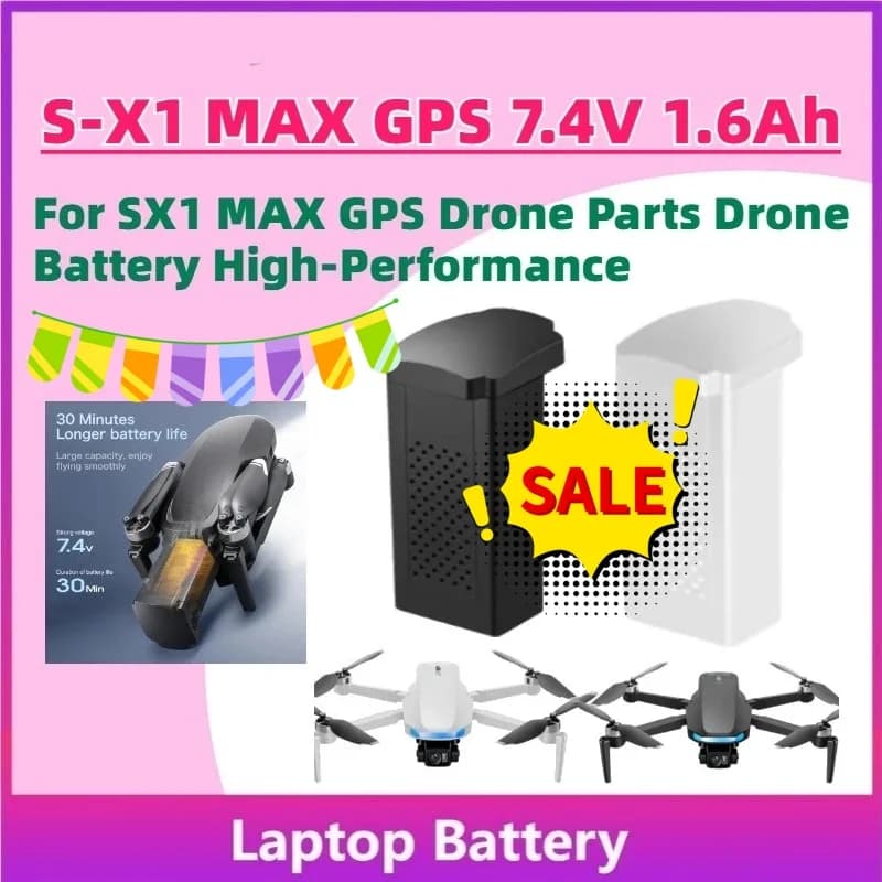 Batterie Ricaricabili S-X1 MAX GPS 7.4V 1600mAh per Drone SX1 MAX GPS, Ricambi Drone, Batteria ad Alte Prestazioni - Disponibili Subito