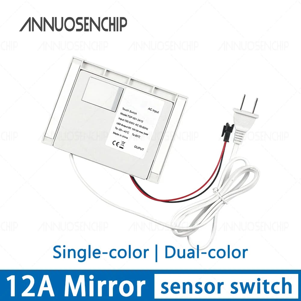 Striscia LED Monocromatica 12V 2A con Interruttore Sensore Touch per Specchio da Bagno, Illuminazione per Specchio da Trucco ad Attivazione Tattile