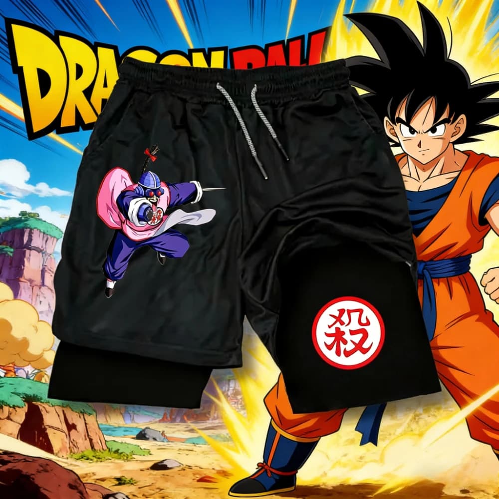 Nuovi Pantaloncini Estivi a Doppio Strato con Stampa Anime Dragon Ball per Uomo, Shorts da Palestra e Corsa, Outfit Coordinati per Famiglia