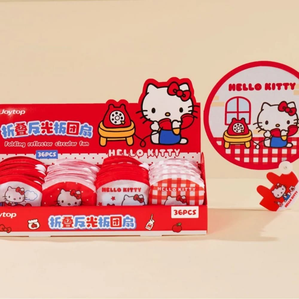 Ventaglio Pieghevole Riflettente Originale Sanrio Hello Kitty, Rosa Rosso, Portatile e Richiudibile per Feste, Rave e Viaggi