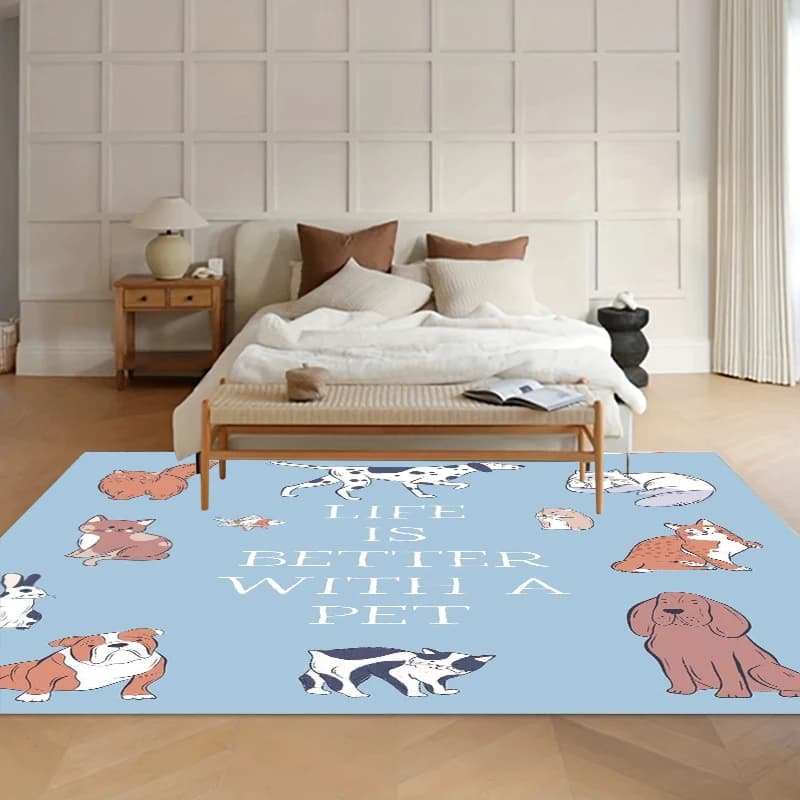 Tappeto con Motivi di Animali Domestici, Varie Dimensioni, Tappeto per Camera da Letto, Tappetino per Soggiorno, Lavabile, Zerbino per Ingresso, Decorazione per Casa degli Amanti degli Animali