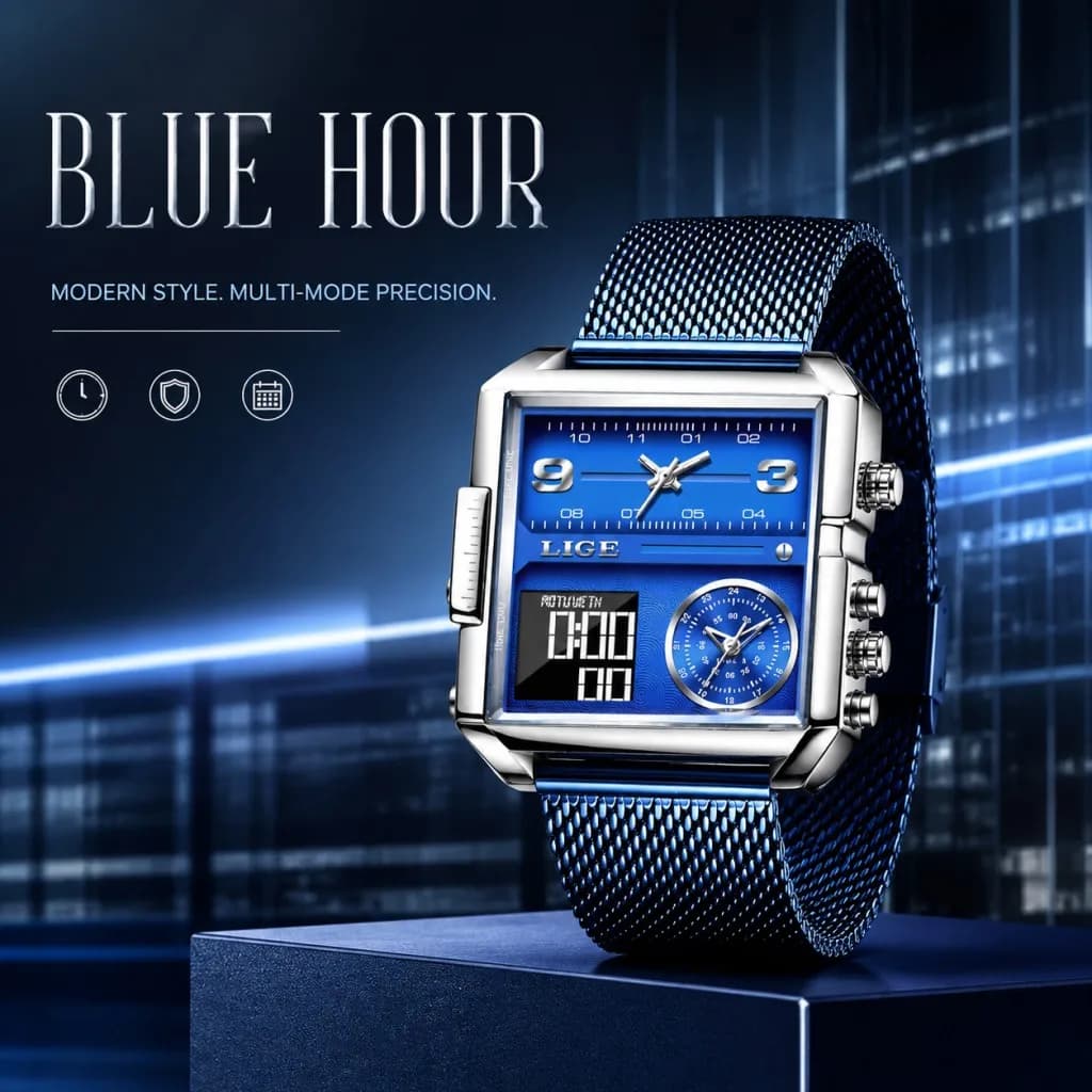 LIGE Special Men Wristwatch Fashion Waterproof Chronograph Men Quartz Watches Luminous Calendar Steel Man Watches Reloj Hombre