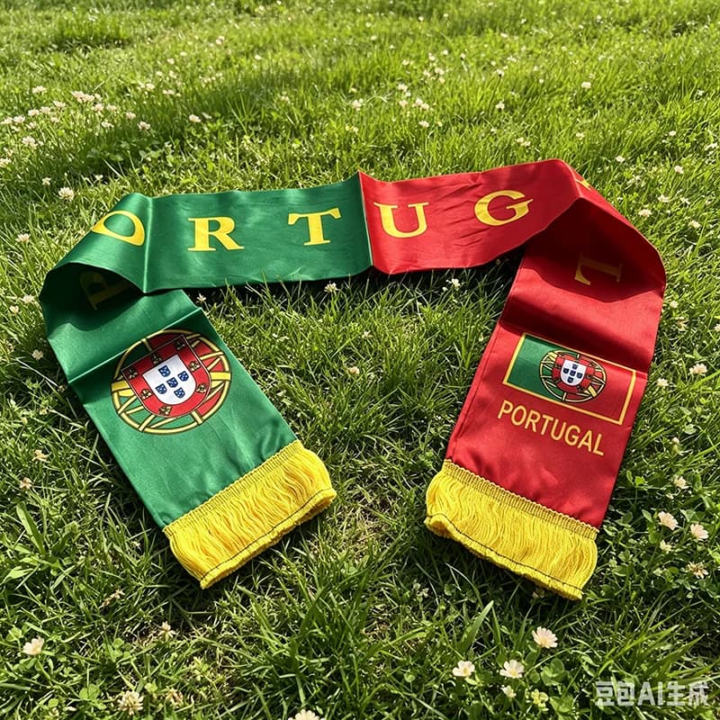 Z-ONE FLAG 2026 14x135cm Portugal Scarf Double-sided Printed Satin Portugal Flag Scarf Tassels Suitable for Football, Sports