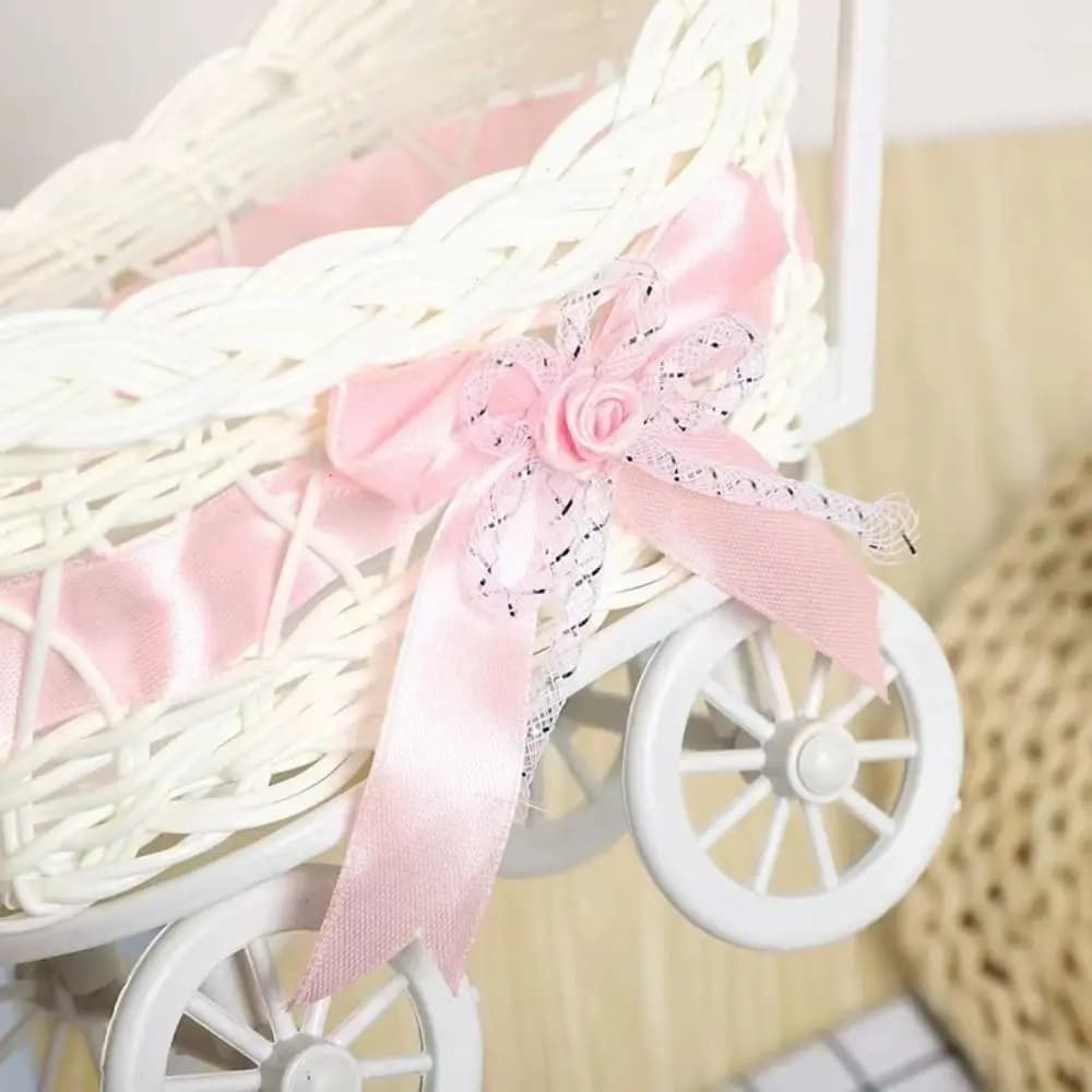 Cestino portaoggetti per passeggino dal design mini e carino, in finto rattan, vassoio decorativo intrecciato, multiuso, fatto a mano
