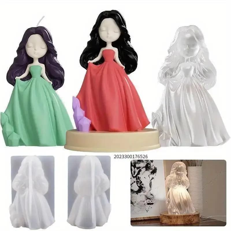 3D Stereoscopic Princess Silicone Mold DIY Epoxy Resin Candle Soap Plaster Figurine Sculpture Mould Handmade Craft Supplies