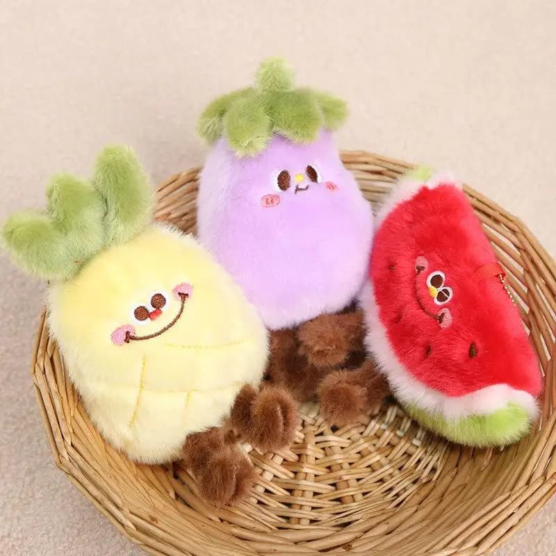 。 1 Pezzo Nuovo Peluche a Forma di Ananas, Fragola, Avocado, Melanzana, Morbido Ciondolo Simulato, Giocattolo in Peluche a Forma di Frutta e Verdura, Regalo Divertente
