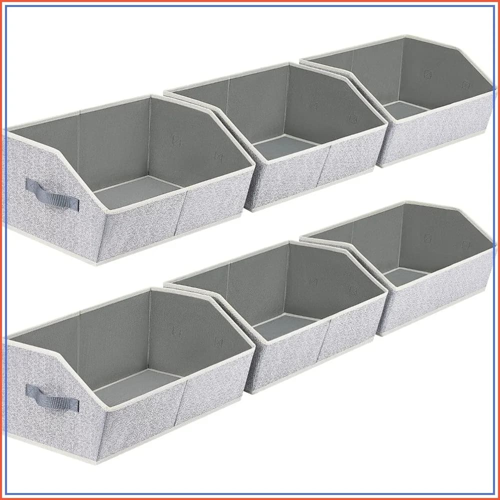6-Pack Large Closet Storage Bins with Handles, Collapsible Fabric Organizers for Clothes and Towels, Light Gray
