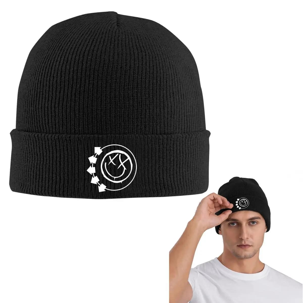 Blink Eyes 182 Times Warm Knitted Cap Hip Hop Bonnet Hat Autumn Winter Outdoor Beanies Hats for Unisex Adult
