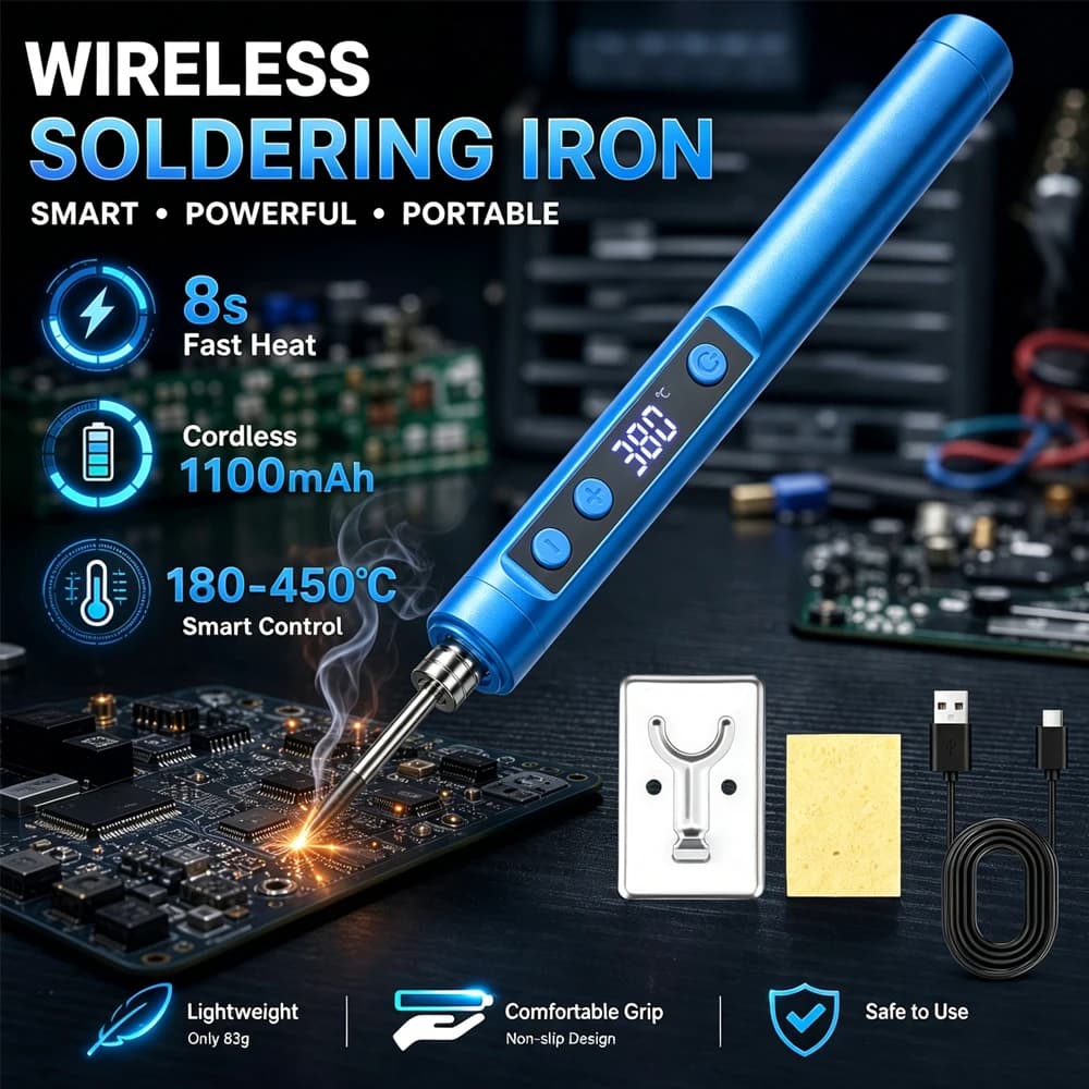 Cordless Soldering Iron LCD Digital Portable Welding Pen 15W 510 Thread Smart Temperature Control for RC Model Circuit Board Rep