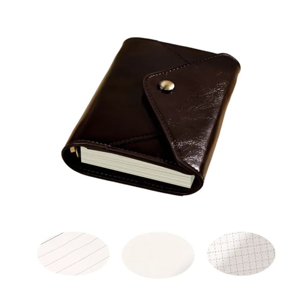PU Leather Cover Tri-fold Envelope-Style Loose-Leaf Notebook Detachable Thick Paper Blank Planner Replaceable Inner Pages