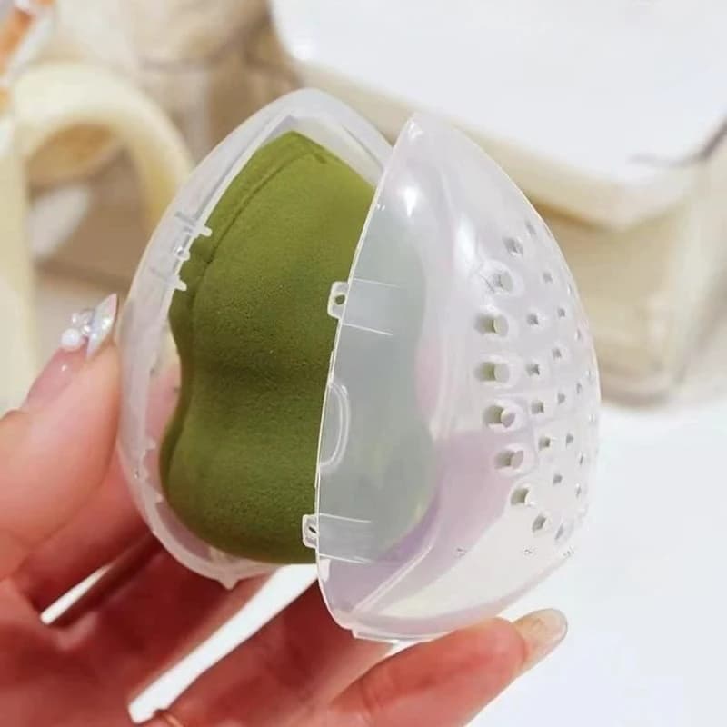 Transparent Empty 1PC Cosmetic Egg Storage Box Beauty Sponge Stand Makeup Blender Puff Holder Storage Case Dustproof Travel Beauty Makeup Puff Storage Container Holder