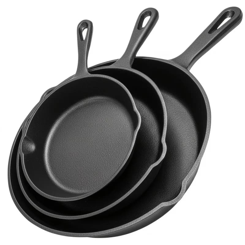 High-end3 Cast Iron Frying Pan Set - Non-stick Frying Pan with Anti-splash Spout, Suitable for Holiday Cooking, RV Use and Campf