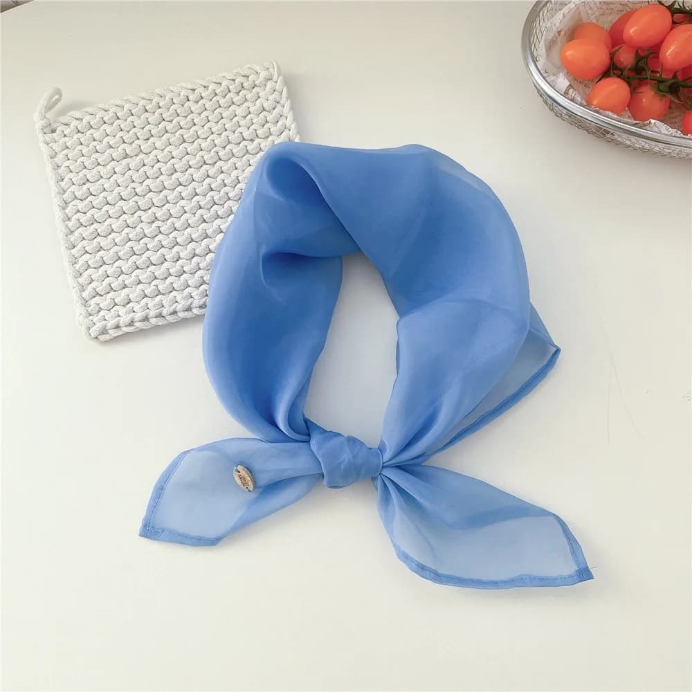 Solid color square scarf, breathable transparent scarf in cotton and linen, hair band, silk scarf in solid color