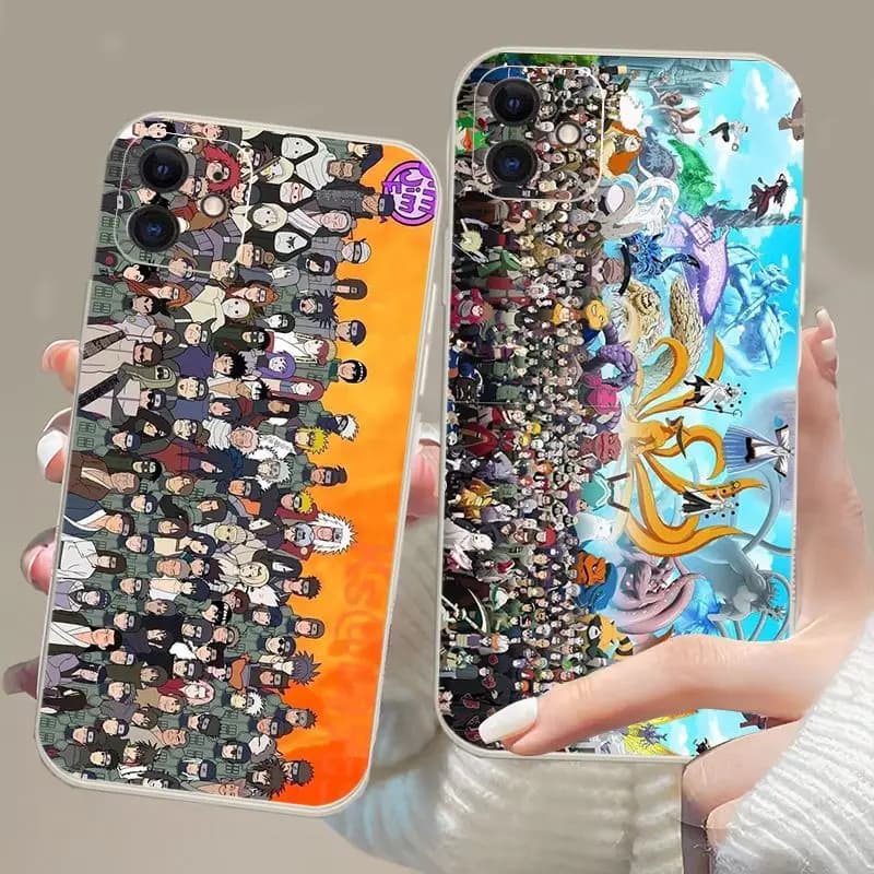 Custodia per telefono Anime Naruto Big Collection per iPhone 17 16 15 14 13 12 Pro Max Mini Air Plus, in silicone anti-caduta, tutto incluso, idea regalo