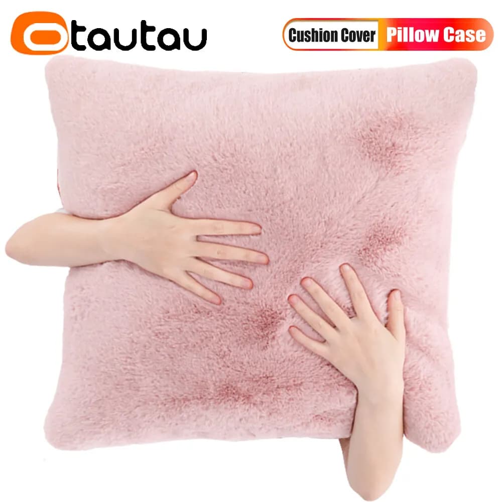 OTAUTAU Top Soft Fuffy Pelliccia di Coniglietto Finto Federa per Cushion Sofa Cushion Cushions Cover Without Filling Bed for Domestic Animals ZT2TM1T