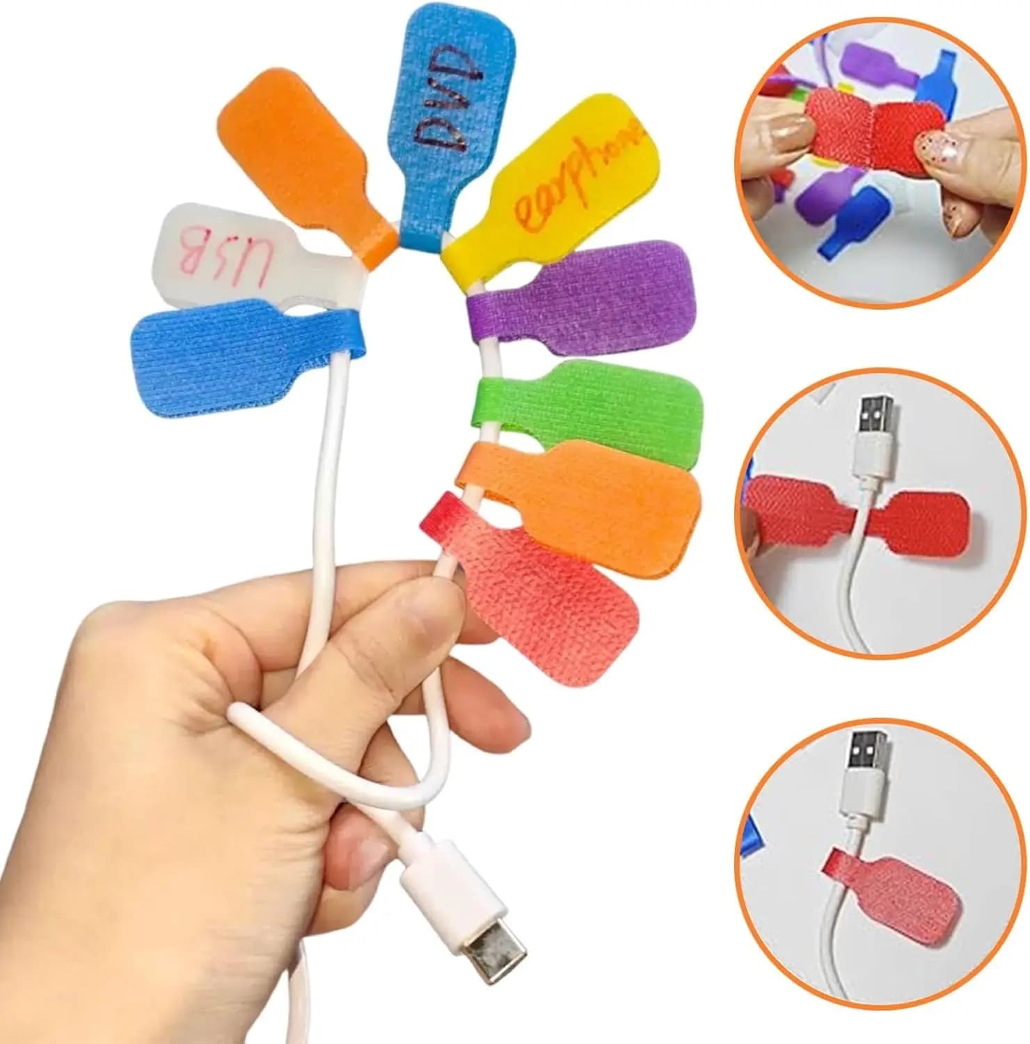Fascette Colorate Scrivibili 20/30/50pz, Resistenti, per Organizzazione e Identificazione Cavi, Uso Domestico e Ufficio