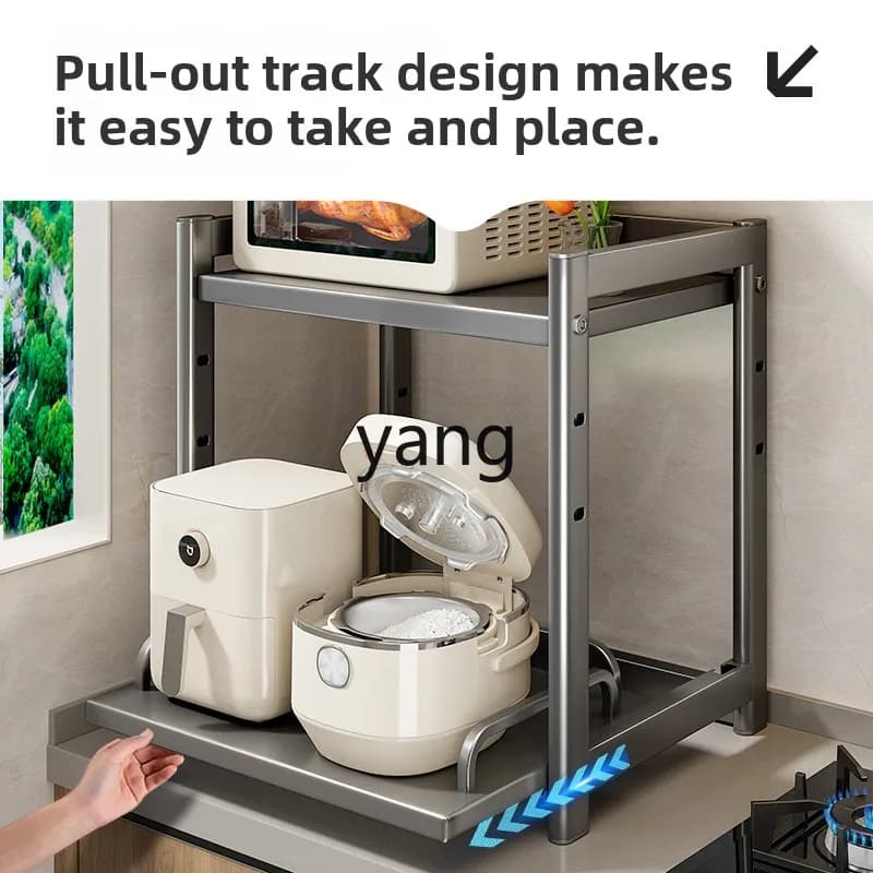 Exhaustible shelf for microwave CX, kitchen support container, holder for air fryer and domestic oven