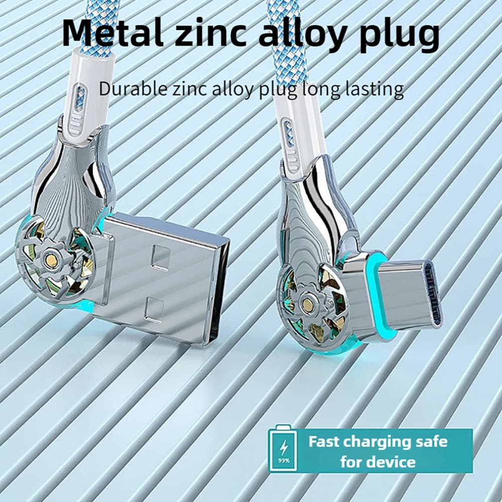 Cavo di ricarica rapida QC3.0 con rotazione a 180 gradi, cavo di ricarica rapida PD da USB a Type-C, cavo dati intrecciato in lega di zinco per iPhone