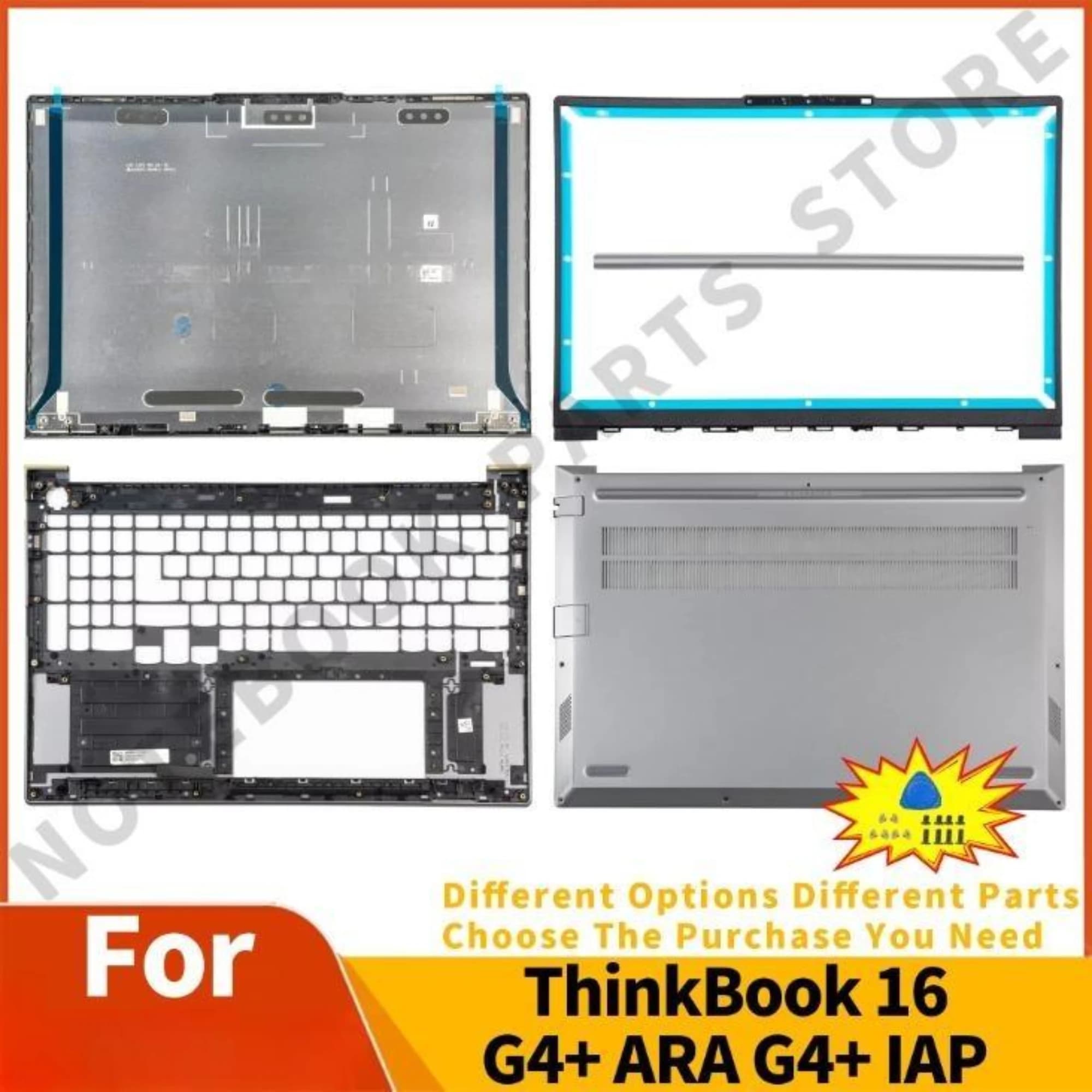 Nuovo per ThinkBook 16 G4+ ARA Gen4+ IAP 16 G5+ IRH: Cover Posteriore in Metallo, Poggiapolsi, Scocca Inferiore - Ricambi per Notebook HQ20706477000