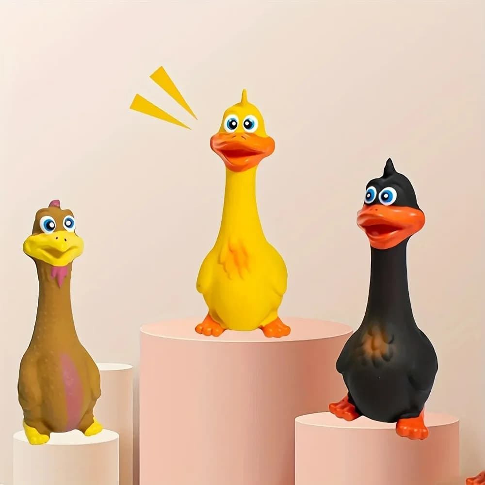 Giocattolo Sonoro per Cani - Pollo Urlante e Anatra con Bocca Grande, Giocattolo Squeaky in Lattice per la Dentizione dei Cani