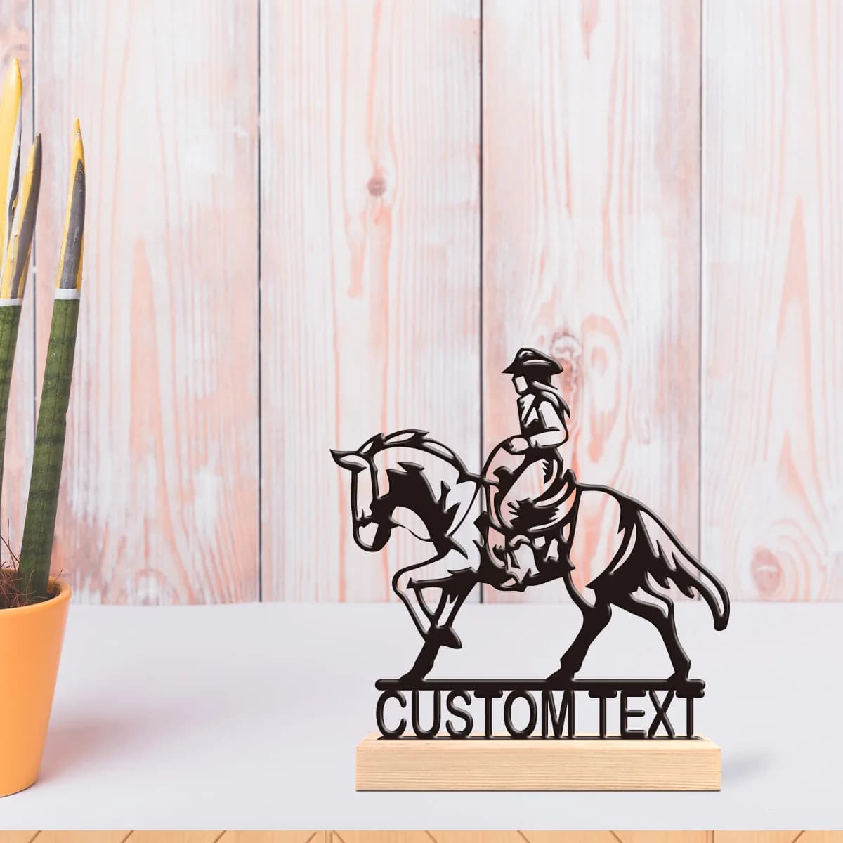 1pc Metal Desktop Decoration Custom Content With Wooden Base Festival Ornaments and Decorations