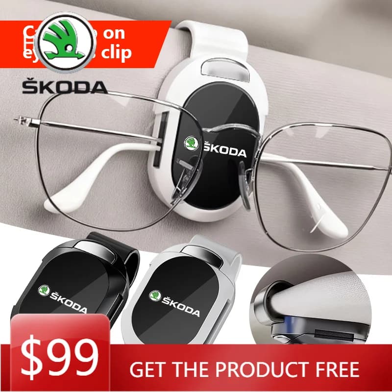 Car Visor Sunglasses Holder Clip Eyeglass Holder Car Accessories For Skoda Rapid Octavia Derivative Enyaq-iV VisionS Yeti Scala