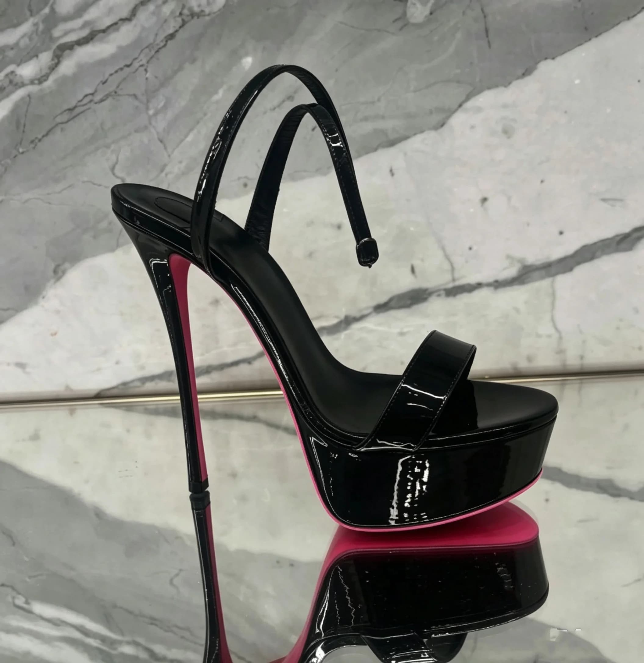 Metallic leather platform stilettos sandals sexy rose gold 2026 summer high heels open toe luxury designer party gift shoes