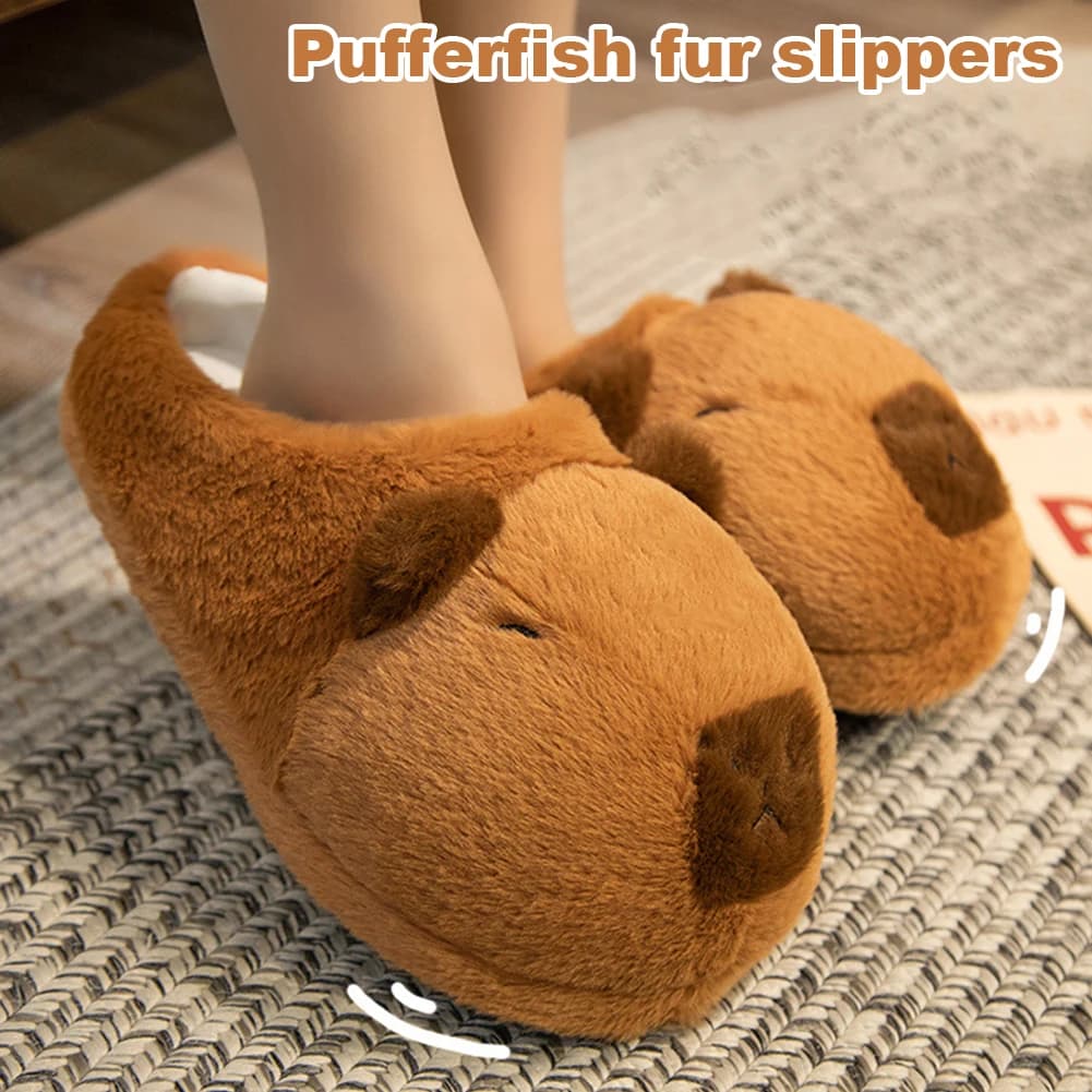 Women's plush Slippers Non-slip Slippers for capibara Soft flat thermal Slippers Comfortable outdoor winter slippers