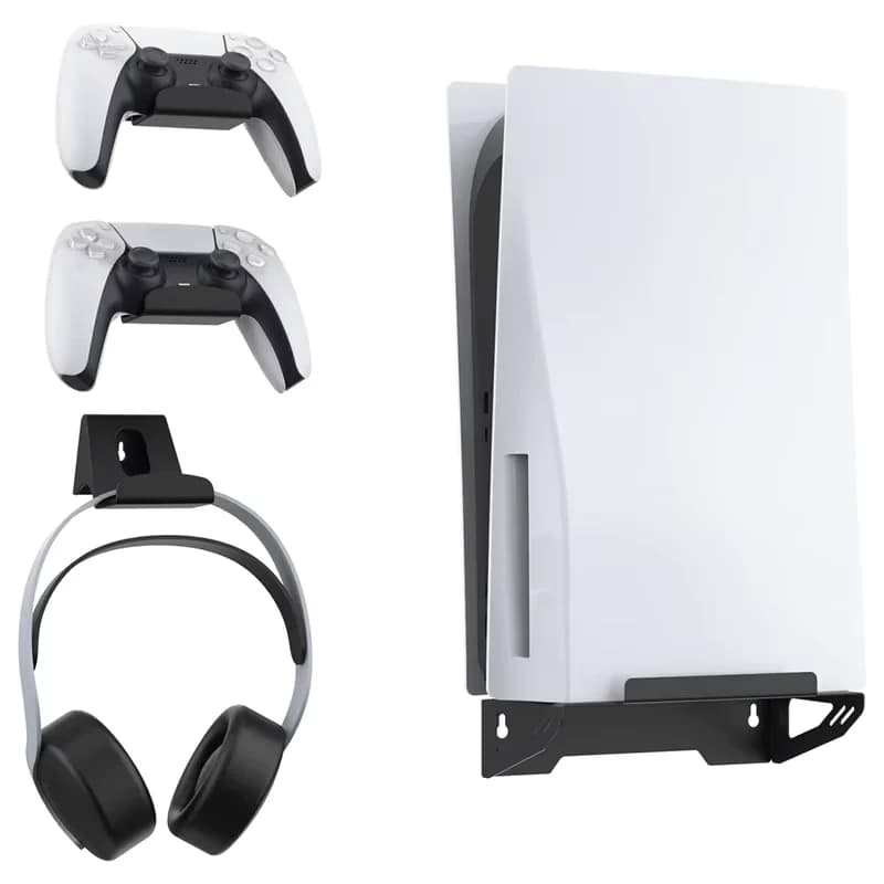 Kit supporto per montaggio a parete Staffa in acciaio per console sottile Playstation 5/PS5 con supporto per gancio per controller per accessori PS5