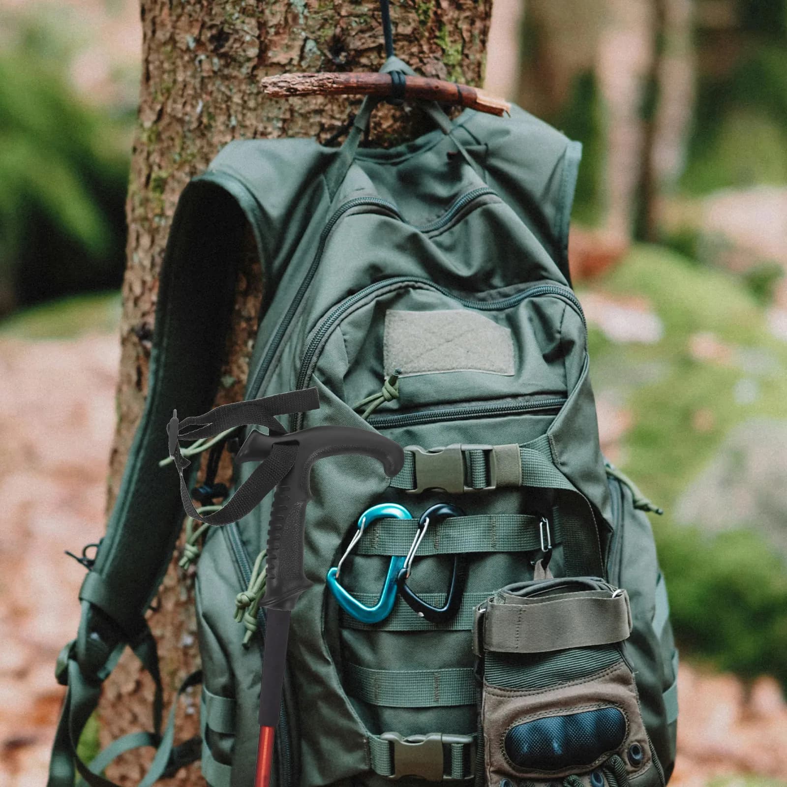 Impugnatura di Ricambio in Plastica Nera a Forma di T con Cinturino da Polso per Bastoni da Trekking, Escursionismo e Alpinismo
