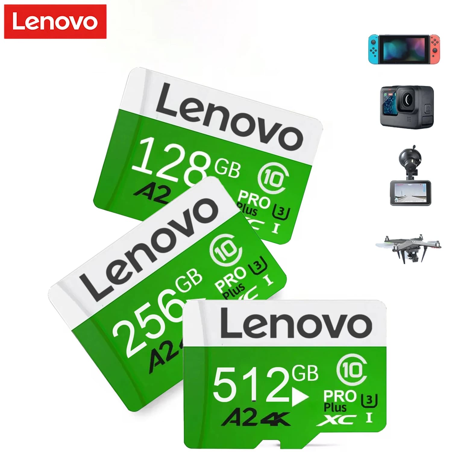 Lenovo High-Speed Micro SD Card High Endurance Memory Card U3 4K UHD Stable Recording Aeria for Phone/Camera/Dash Cam Cross-Use