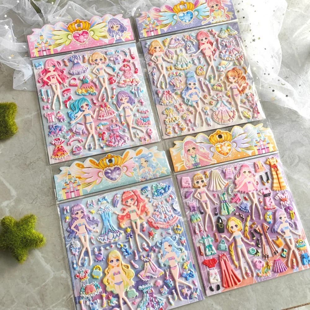 Adesivi per vestire principesse per ragazze di grandi dimensioni (4 stili) Adesivi adesivi riutilizzabili per quaderni BulingBulingStickers Store
