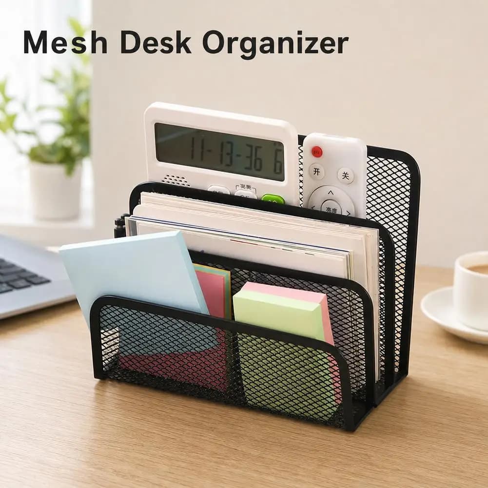 Desk Mail Organizer, Metal Mesh Small File Holders Letter Organizer, Bill/Document/Filing/Folders/Paper Organizer for Desktop