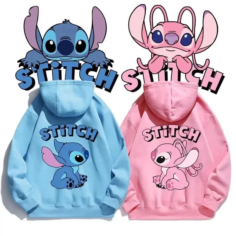 Felpa con cappuccio Cartoon Stitch Felpa con cappuccio ampia a maniche lunghe Studente Casual Top Fashion Street Wear per donne e uomini