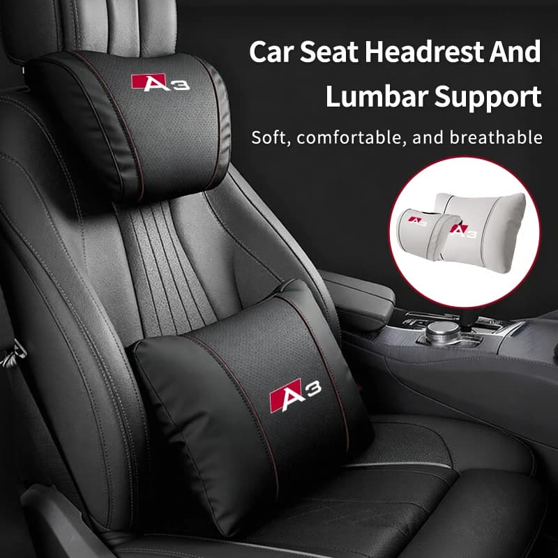 Car Seat Headrest Lumbar Support Neck Pillow Waist Cushion Backrest For Quattro A3 A4 A6 A5 Q5 A1 Q7 Q3 TT S1 SQ5 RSQ3 RSQ8