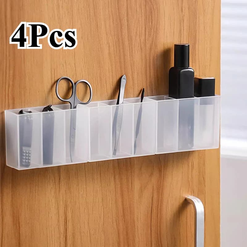 Mini scatola portaoggetti Pennello per trucco in plastica a 3 griglie Porta rossetto Organizzatore da scrivania multifunzionale per il bagno della cucina di casa