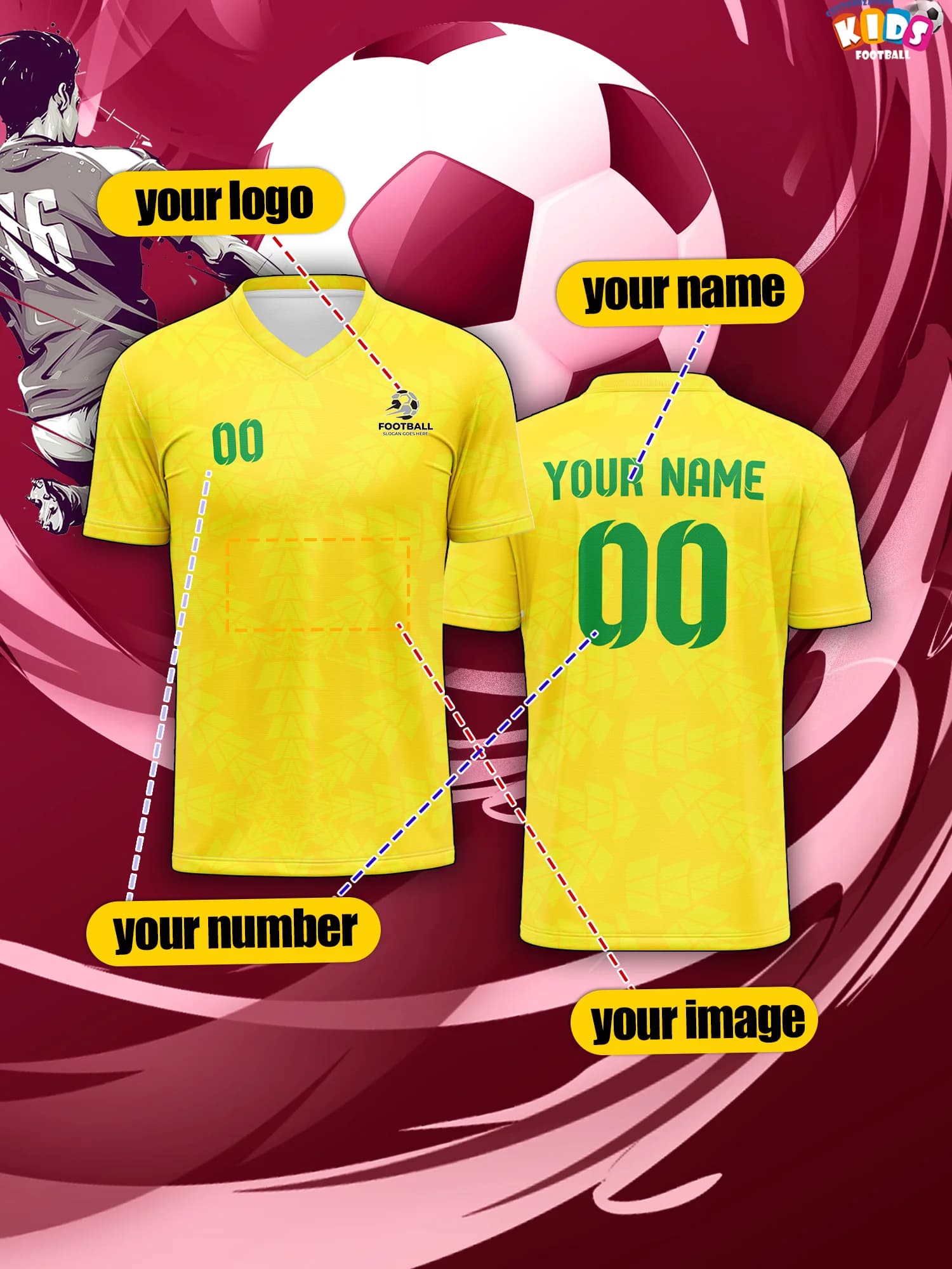 Maglia Sportiva Personalizzata per Bambini 2026 con Nome e Numero, Asciugatura Rapida, Elegante, Tecnologia a Sublimazione Termica, Abbigliamento Casual