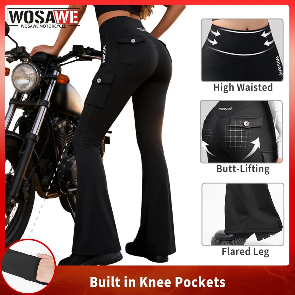 WOSAWE Pantaloni Casual da Donna a Vita Alta, a Zampa, per Yoga, Push-Up, Leggings da Corsa, Pantaloni a Gamba Larga, Leggings Fitness