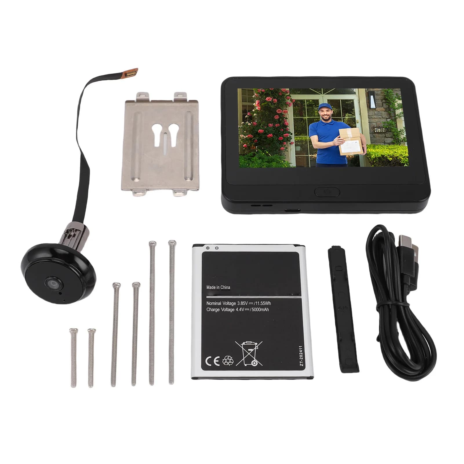 Spioncino digitale per porta Telecamera spioncino 1080P Schermo LCD a colori da 4,3 pollici Citofono bidirezionale PIR Rilevamento umano Spioncino digitale per la casa