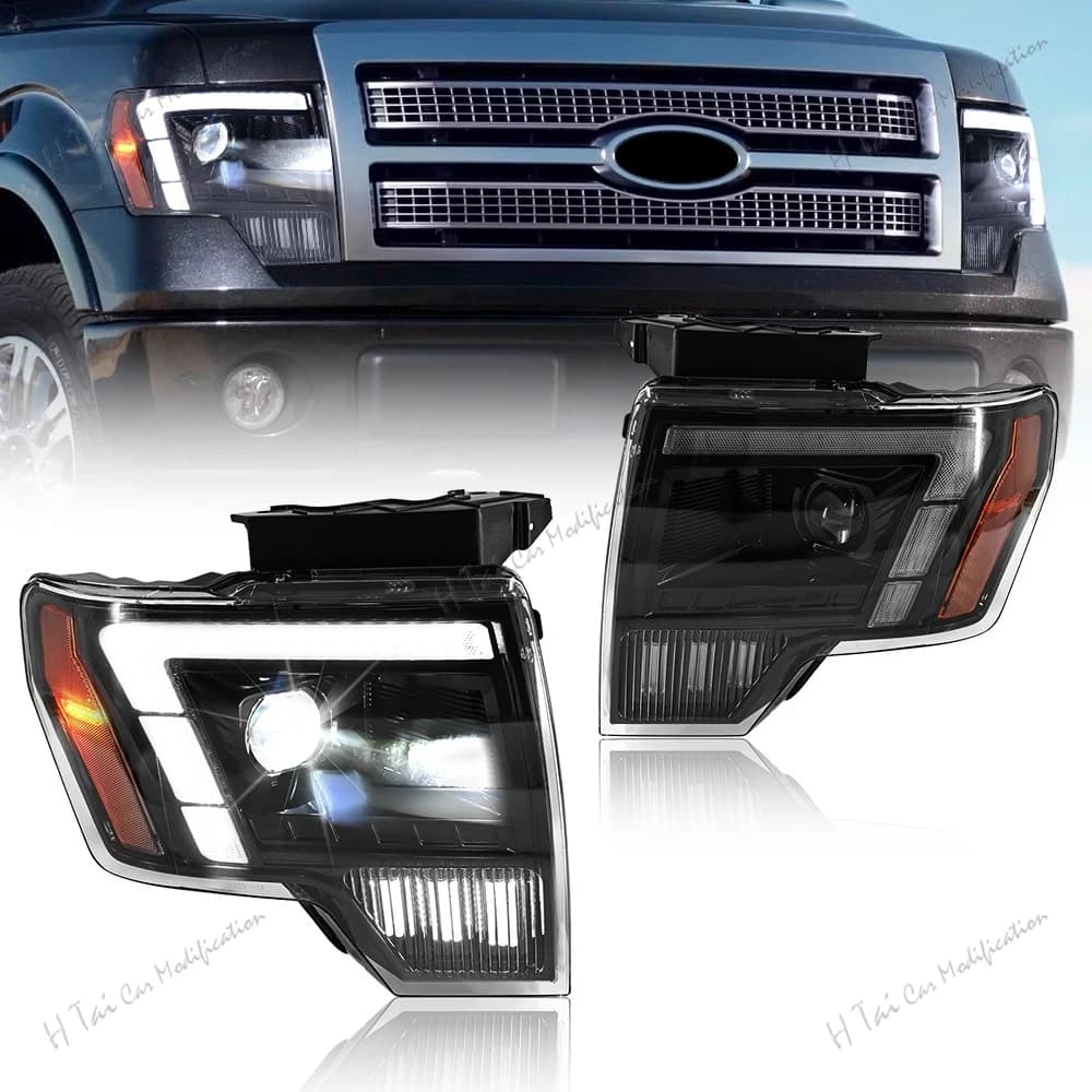 Pair LED Head Lights For 2009-2014 Ford F150 F-150 Front Light Headlamp High Low Beam Dynamic Turn Signal DRL Headlight Assembly