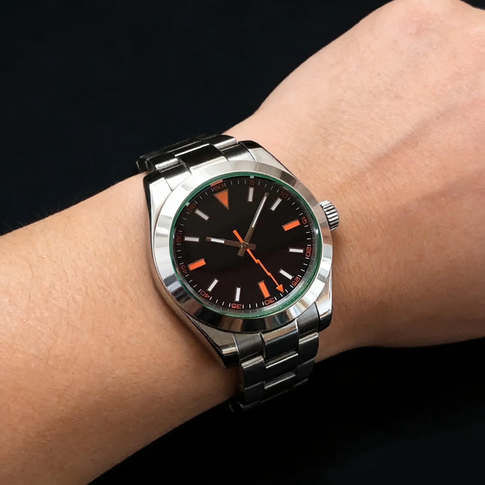Orologio da uomo automatico Fashion Parnis 40mm con quadrante nero, cristallo zaffiro, luminoso, meccanico, di lusso, reloj hombre, orologio da uomo
